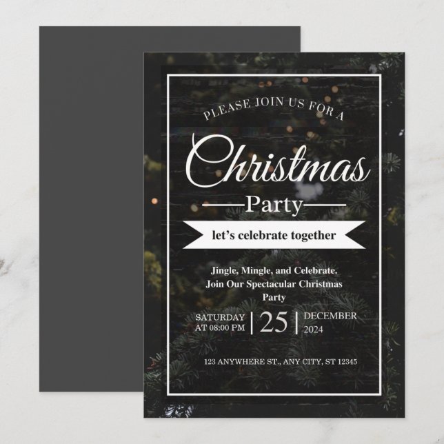 Invitación personaliza la fiesta de Navidad  (Anverso / Reverso)