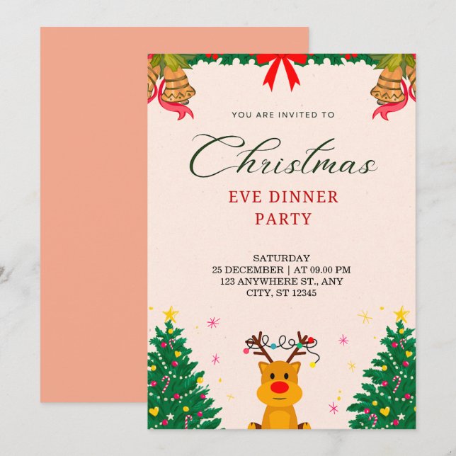 Invitación personaliza la fiesta de Navidad  (Anverso / Reverso)