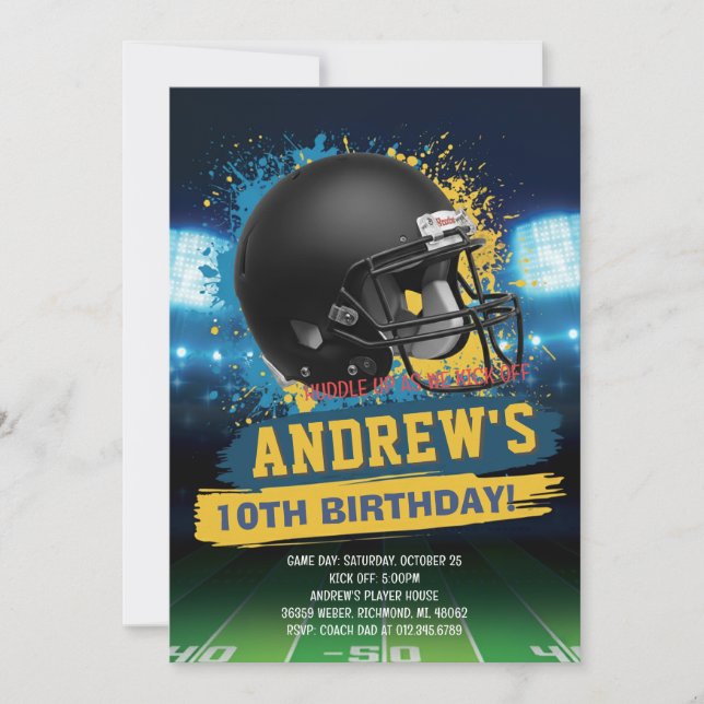 Invitación Personaliza la fiesta de VISIÓN de fútbol american (Anverso)