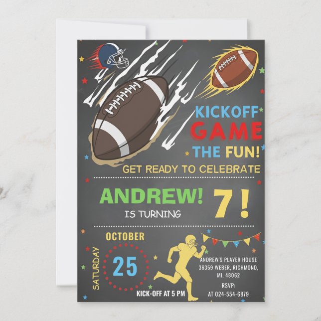 Invitación Personaliza la fiesta de VISIÓN de fútbol american (Anverso)