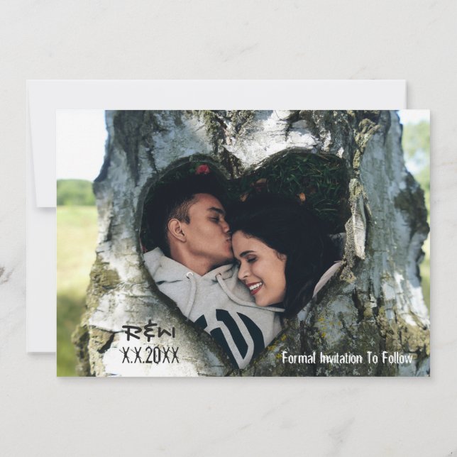 Invitación Personaliza la foto de la fecha de la boda (Reverso)