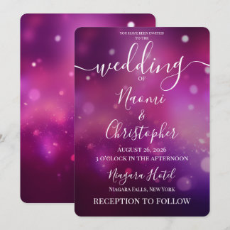 Invitación Personaliza: Luces de Bokeh Rosa Oscuro Boda