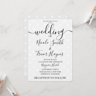 Invitación Personaliza: Lunares Blancos Retro en Boda Gris