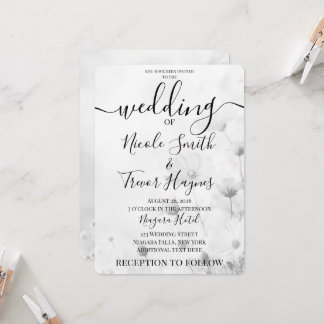 Invitación Personaliza: Pequeñas Flores B&N Boda