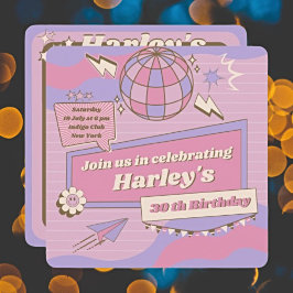 Invitación Personaliza tu Fiesta Groovy Disco Ball Cumpleaños