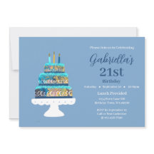Personalizable 21 cumpleaños Pastel de capas azule