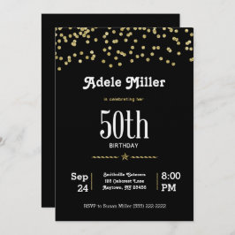 Invitación Personalizable 50 cumpleaños con oro brillante