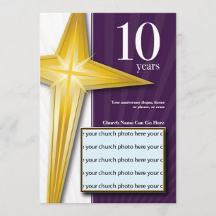 Invitación Personalizable aniversario de la iglesia de 10