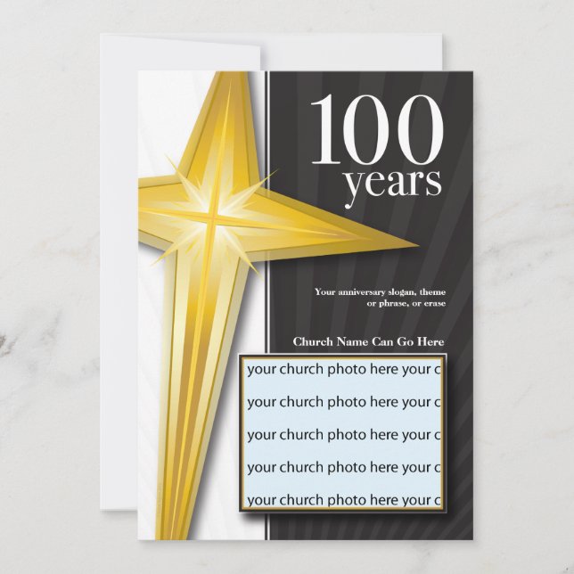 Invitación Personalizable aniversario de la iglesia de 100 (Anverso)