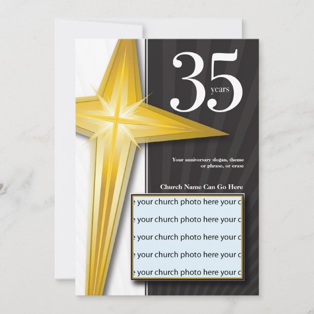 Invitación Personalizable aniversario de la iglesia de 35 (Anverso)