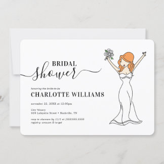 Invitación Personalizable Avatar Ducha Bridal| Cabello largo
