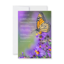 Personalizable azul mariposa Aster Boda floral
