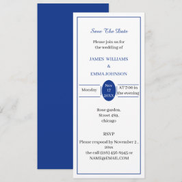 Invitación Personalizable azul simple Guardar la fecha