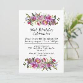 Invitación Personalizable Boho Purple Peony 60 cumpleaños