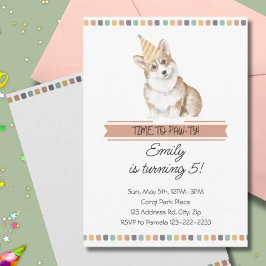 Invitación Personalizable Corgi es hora de hacer trapos