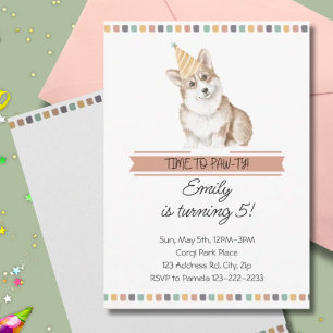 Invitación Personalizable Corgi es hora de hacer trapos