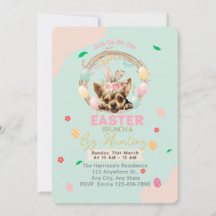 Invitación Personalizable Cute Chihuahua Bunny Easter
