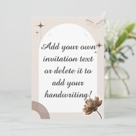 Invitación Personalizable de Brown Minimalista Boho Notes