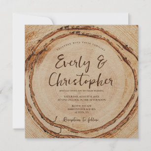 Invitación Personalizable de corte de leña de Boda rústico pr