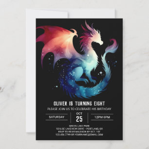 Invitación Personalizable de cumpleaños de Cute Dragon