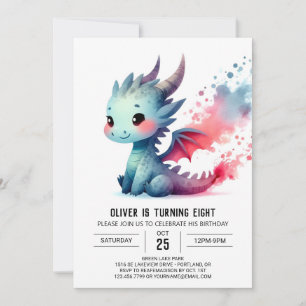 Invitación Personalizable de cumpleaños de Dragon minimalista