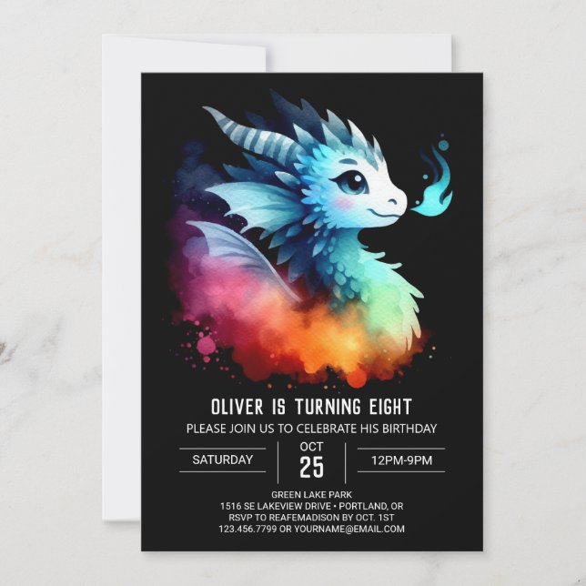 Invitación Personalizable de cumpleaños de Dragon Roaring (Anverso)