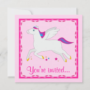 Invitación Personalizable de cumpleaños Pegasus