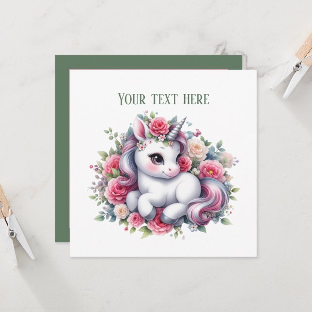 Invitación Personalizable de ducha de bebé de unicornio (Anverso/Reverso In Situ)