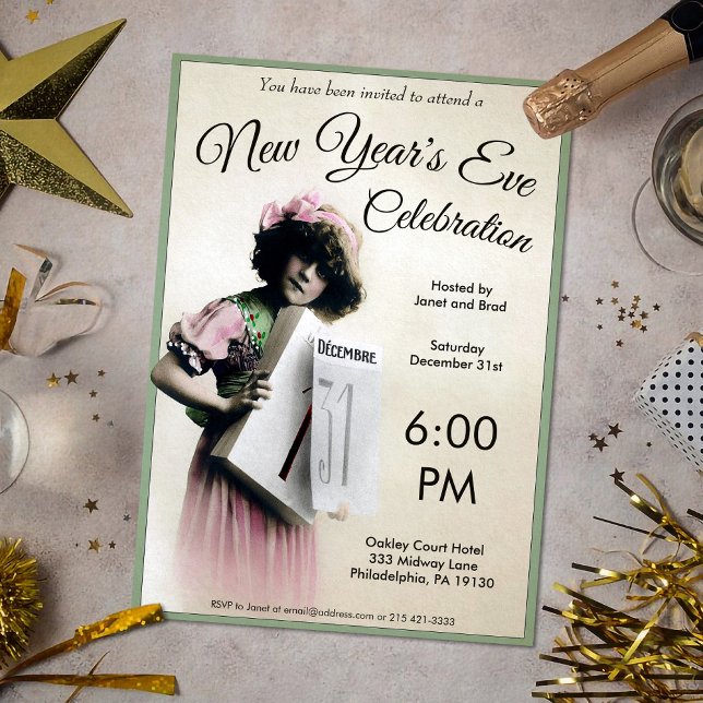 Invitación Personalizable de época Fiesta de Año Nuevo (Subido por el creador)