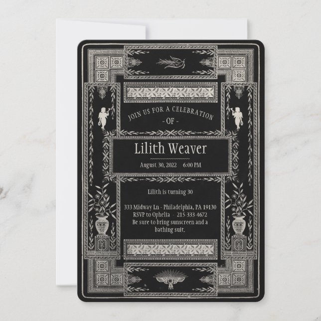 Invitación personalizable de estilo funerario vict (Anverso)