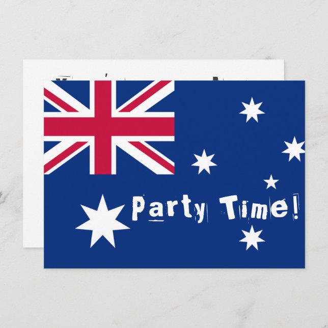 Invitación Personalizable de Fiesta de bandera australiana in (Anverso / Reverso)
