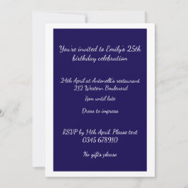 Invitación personalizable de foto azul de medianoc
