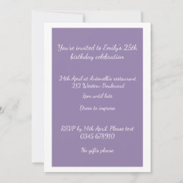 Invitación personalizable de foto gris de lavanda