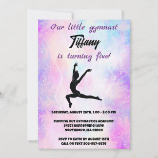 Invitación Personalizable de gimnasia chica Cumpleaños
