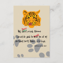 Invitación Personalizable de la fiesta de cumpleaños del tigr