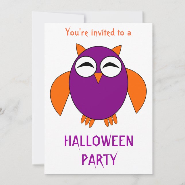 Invitación Personalizable de la fiesta de Halloween con búho (Anverso)