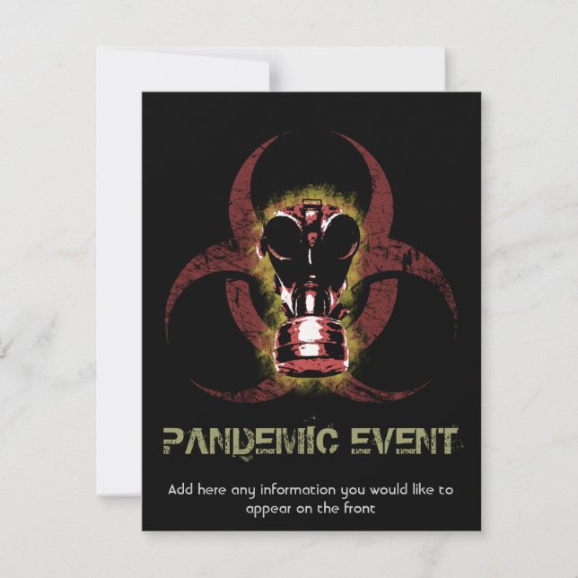 Invitación Personalizable de máscara de gas biológico (Anverso)