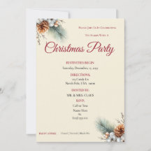 Invitación personalizable de pino y bayas del bosq