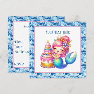 Invitación Personalizable de sirena de cumpleaños de Cute Bea