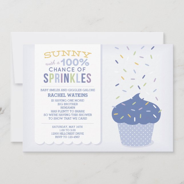Invitación personalizable de Sprinkle de Cupcake A (Anverso)