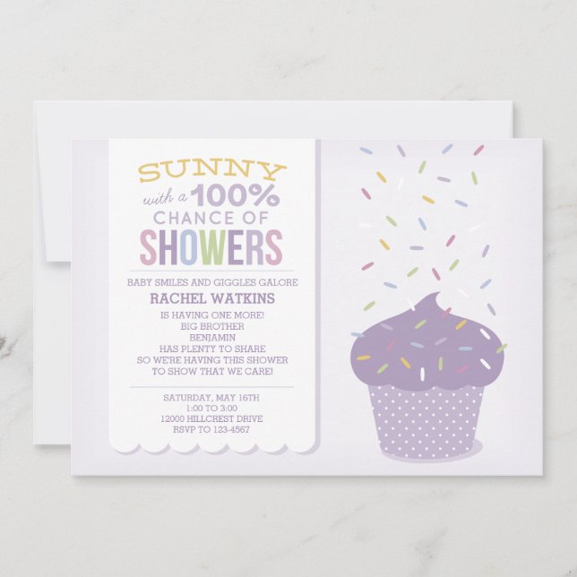 Invitación personalizable de Sprinkle de Cupcake M (Anverso)