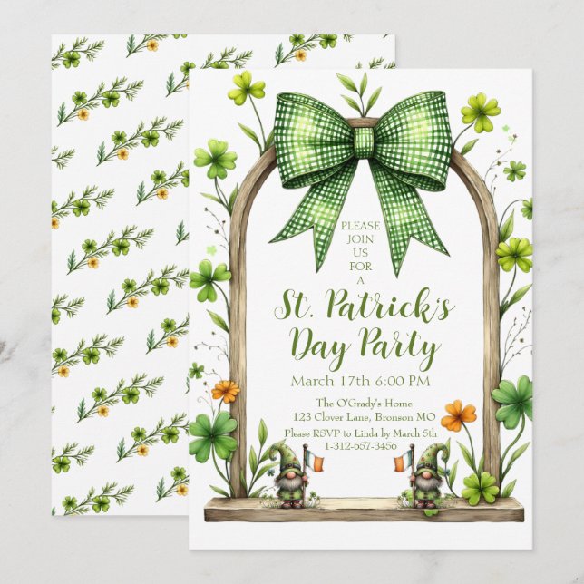 Invitación personalizable del día de San Patricio (Anverso / Reverso)