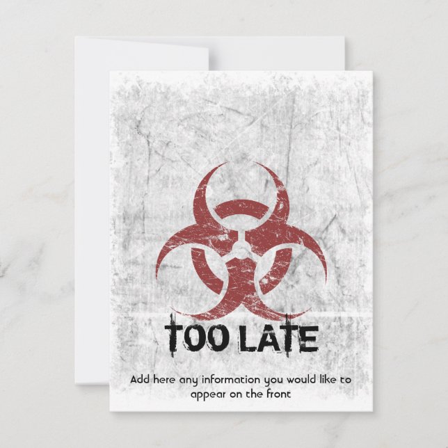 Invitación Personalizable del Grunge del Biohazard de la (Anverso)