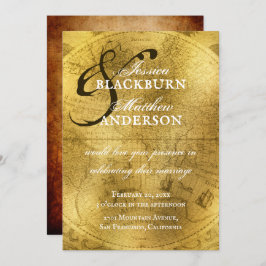 Invitación Personalizable del Mapa del Viejo Mundo del Oro An