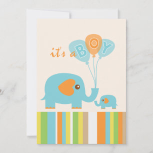 Invitación Personalizable elefante colorido bebé ducha