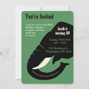 Invitación Personalizable Elefante Vintage