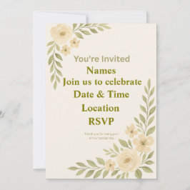 Invitación Personalizable Elegante Boda Floral Tem