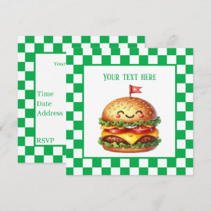 Invitación Personalizable fiesta de cocina de hamburguesa de
