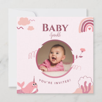 Invitación Personalizable Floral Baby Sprinkle
