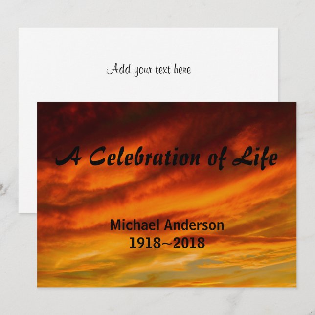Invitación Personalizable - Fotografía de cielo pintado (Anverso / Reverso)